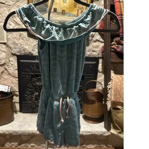 Matilda‎ Jane Turquoise Pattern Ruffle Romper Jumpsuit Girls Size 6